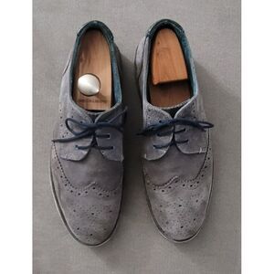 Ted Baker London Men's‎ Suede Grey Wing Tip Oxford Dress Shoes Size 10.5 M